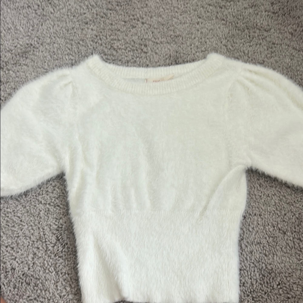 White Crew Neck Knit Sweater